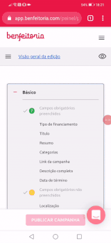 Editor de campanhas da Benfeitoria